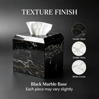 Boîte à mouchoirs en marbre noir Nero Marquina de luxe, surface rainurée, design moderne, distributeur de mouchoirs pour hôpital, hôtel, design graphique