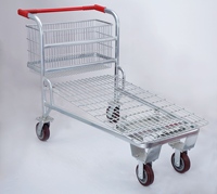 Chariot à plateforme à quatre roues en acier robuste DIKA DK-CT7, structure en maille, roues en PU de 5 pouces, pour intérieur/extérieur