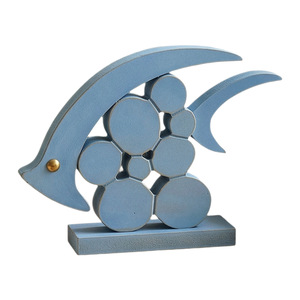 Wooden Fish Figurine 2Pcs Nordic Style Desktop <b>Ornament</b> Mediterranean Decorative Craft Living Room Decoration - Product Image 5