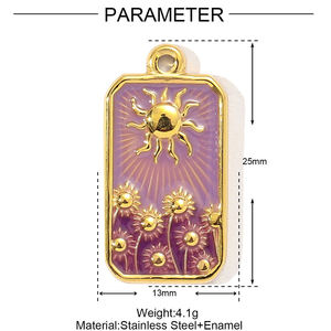 2025 nuovo stile in olio gocciolante gioielli da te gioielli fiori girasole tarocchi ciondoli ciondoli 18K oro placcato gioielli in acciaio inox - Product Image 3