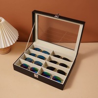 Vintage Hign fin 8 fentes lunettes boîte de rangement lunettes lunettes de soleil vitrine organisateur pour hommes femmes