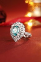 Bague en argent 925 avec diamant de laboratoire bleu et blanc, bicolore, luxueuse, sculpturale, délicate, empilable, certifiée GRA, plaquée rhodium, pour mariage