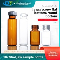 Flacons en verre pour headspace de 10 ml/20 ml, conception à sertir, pour chromatographie en phase gazeuse, avec bouchon à vis fileté de précision, septa en PTFE inclus, 100 pièces