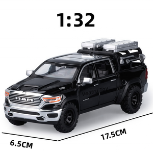 Modelo de Auto de Juguete 1:<span class=keywords><strong>32</strong></span>, Camioneta RAM de Metal Fundido a Presión, Modelo de Auto de Aleación con Sonido y Luz, Puertas que se Abren, Decoración, Modelo de Auto de Metal - Product Image 1