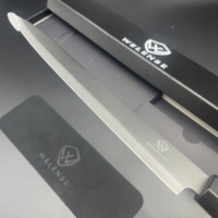 Couteau à découper professionnel long, couteau à viande, manche en plastique imitation bois, emballage cadeau haut de gamme