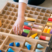 12pcs Threaded Villain 6.5cm Wooden Peg Dolls Creative Kids Educational Toy with Rainbow Blocks Unfinished People 5 to 7 Years