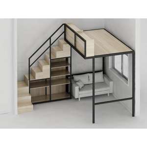 Base de Cama Flotante Moderna de Metal con <span class=keywords><strong>Armario</strong></span> y Almacenamiento para Apartamento, Hotel, Hostal, Dormitorio, Hospital - Cama Doble para 2 Personas - Product Image 2