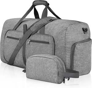 <b>Weekend</b> Foldable Lightweight Duffle <b>Bags</b> Shoes Compartment Adjustable Strap Zipper Waterproof 53L Capacity <b>for</b> Unisex Travel - Product Image 1
