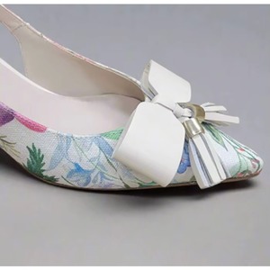 New Causal Pointed <b>Toe</b> <b>Closed</b> <b>Toe</b> Kitten Heel <b>Sandals</b> Fashion Elegant Upper with Floral Tassel Slingback Slip on for Women - Product Image 4