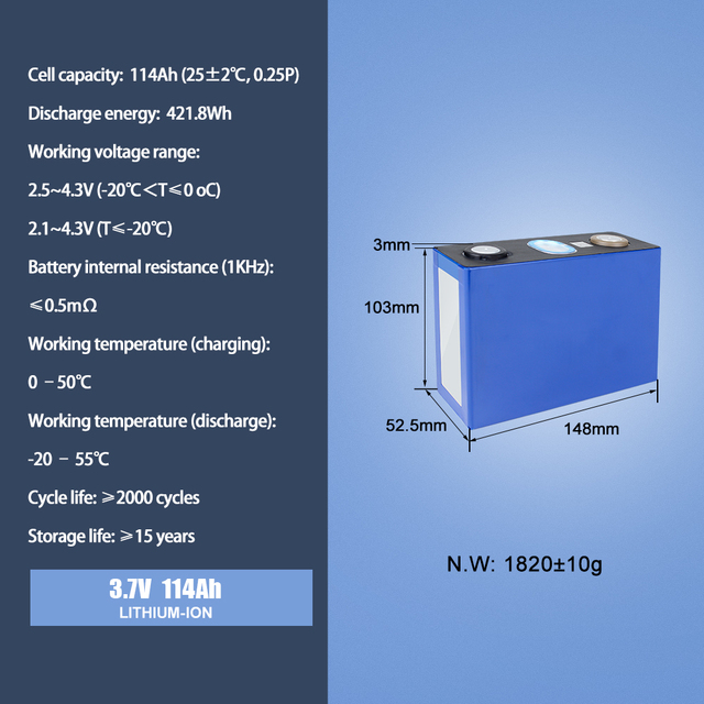 NMC Battery CATL 3.7V 114Ah Lithium-ion Battery Rechargeable Long Cycle Life Nmc Cell for Solar Wind Energy Storage