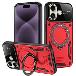 เคสโทรศัพท์สำหรับ iPhone 16 Plus, iPhone 16 Pro Max, 16e พร้อมฝาหลังป้องกันเลนส์กระจก  ฐานแม่เหล็กแบบหมุนได้ - Product Image 4