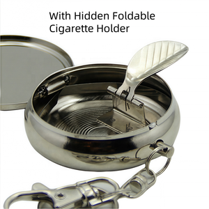 Cendrier portable fantaisie personnalisé en métal, porte-clés mini, étui rond de poche pour cendres, idéal pour cadeaux, extérieur, <span class=keywords><strong>voiture</strong></span>, voyage, anti-poussière - Product Image 3