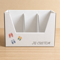 Boîte de présentation pour pantoufles en carton ondulé kraft blanc imprimé sur mesure, avec compartiments, pour comptoir de vente au détail