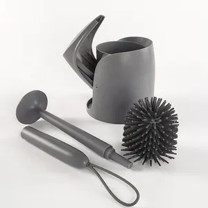 Standing Plastic Tpr Bathroom Black Eco Quick Dry Cheap Rubber Cleaning Bowl Set Cleaner Silicone Toilet Brush With Holder