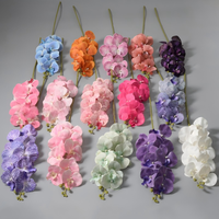 Fleur d'orchidée artificielle au toucher réel Phalaenopsis pour la décoration de la maison et des mariages, 9 têtes, fleur d'orchidée en latex au toucher réel