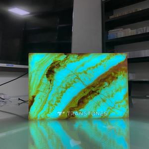 Hoja de alabastro translúcida Respaldo LED Control táctil Lumistone Pared y barra Piedra de mármol Decoración interior de lujo - Product Image 3