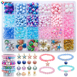Ensemble de perles en vrac sur le thème de l'océan, <span class=keywords><strong>kit</strong></span> de fabrication de bracelets DIY, perles faites à la main, accessoires de <span class=keywords><strong>bijoux</strong></span>, matériaux d'artisanat - Product Image 1