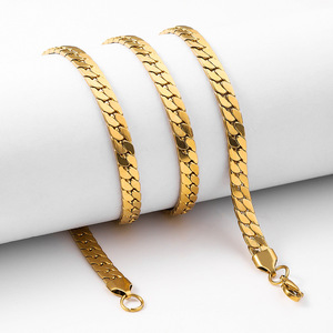 Daihe เครื่องประดับแฟชั่น316L สแตนเลสสตีลคิวบาสายโซ่ชุบทอง18K สร้อยคอ NK แบบแบนไม่เสื่อมเสีย - Product Image 1