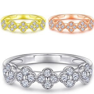 Jewelry <b>Ring</b> <b>Sterling</b> <b>Silver</b> Four Petals <b>Set</b> in Zircon <b>Ring</b> Trendind <b>Sterling</b> <b>Silver</b> <b>Rings</b> - Product Image 1