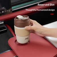 Table pliante en cuir pour Tesla Model 3/Y, table de repas au volant, bureau pour ordinateur portable, petite table côté passager