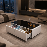 Table basse intelligente Primst avec réfrigérateur, deux tiroirs, lecteur de musique et recharge sans fil pour la maison, l'hôtel et le bar