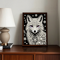 Kit de peinture diamant 3D, renard arctique blanc |   Mosaïque d'art en perles et strass de tailles variées 30*40cm |   Ensemble de décoration murale DIY