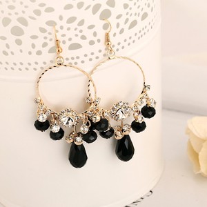 Fashion Jewelry <b>Earrings</b> Simple Ear <b>Hook</b> Long Circle Crystal Earline E167 - Product Image 1