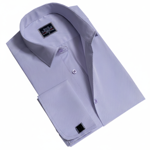 Chemise décontractée pour homme à poignets mousquetaires bleu doux 100 % coton infroissable respirante col carré grande taille - Product Image 2