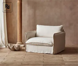 Yisen Nordic đồ nội thất nhà thiết kế hiện đại vải lanh trắng có thể tháo rời Bìa sofa siêu mềm sofa vải