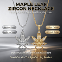 Collier pendentif feuille d'érable incrusté de diamants style Hip Hop, en acier inoxydable plaqué or 18K PVD de haute qualité, bijoux de mode - Grande vente RH