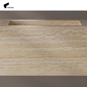 Тостон натуральный травертин тщеславие гладкий дизайн каменная ванная комната роскошь для Квартиры Виллы отель пентхаус Декор - Product Image 4