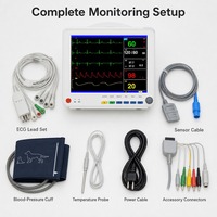 Moniteur patient vétérinaire pour animaux de compagnie, modèle 1409, multi-paramètres (ECG, NIBP, SpO2, fréquence cardiaque), usage clinique, export direct usine, fabriqué en Chine