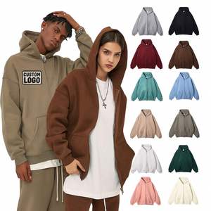 Hoodies zippés personnalisés sans cordon, coupe ample et carrée, en polaire, de haute qualité pour hommes – Nouveauté très demandée - Product Image 1