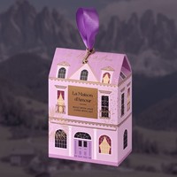 Boîte à bonbons de mariage motif maison avec poignée en ruban