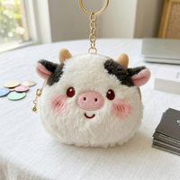 Dompet Koin Bulu Lembut Lucu Kawaii Bentuk Hewan 3D dengan Resleting Gantungan Kunci Tas Dompet Pesona Logo Kustom Kantong Koin Lembut untuk Anak Perempuan.