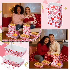 Artículos para Fiestas de San Valentín, Bandejas de Papel para Aperitivos con Diseño de Corazón y <span class=keywords><strong>Amor</strong></span>, Bolsas para Palomitas para Fiestas en Casa, Cumpleaños, Cine - Product Image 5