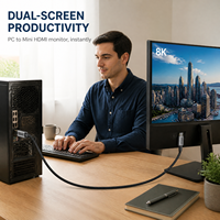 Câble DP vers Mini HDMI 4K120Hz, adaptateur DP vers Mini HDMI, câble tressé avec coque en aluminium pour caméra et moniteur