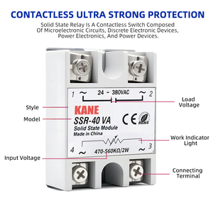 Kane SSR-40VA SCR-40VA một pha trạng thái rắn điều chỉnh điện áp mô-đun rơle điều khiển nhiệt độ PID chuyển tiếp trạng thái rắn - Product Image 4