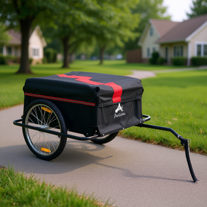 Remolque de Carga para Bicicleta Avion, Capacidad Máxima de Carga 100 kg, Cubierta Roja Extraíble, Carro Utilitario para Uso Diario - Product Image 2