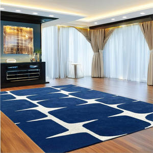 Tapis de luxe moderne à motif géométrique, tufté à la main en laine, lavable, pour salon, chambre, maison et bureau, idéal pour les pique-niques - Product Image 1