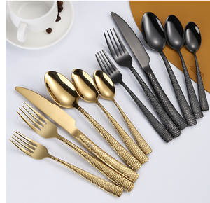 DFU233 Nouveauté Mode Spéciale – Couverts en Acier Inoxydable à Manche Martelé : Couteau de Table, Couteau à Steak, Fourchettes de Table, Fourchettes à Dessert – Personnalisables - Product Image 3