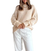 Pull en mohair personnalisable pour femme, collection automne-hiver, tricot torsadé à col ras du cou et manches longues, style décontracté