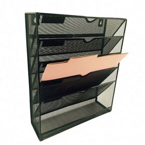 Metal Mesh Wall <b>File</b> <b>Organizer</b> 5 Tier Vertical Mount Hanging <b>File</b> Holder Magazine Rack - Product Image 3