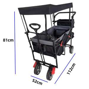 Chariot utilitaire pliable robuste de haute qualité Push Pull <span class=keywords><strong>Wagon</strong></span> poussette auvent pour le stockage des achats en plein air industriel - Product Image 4