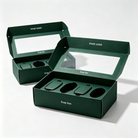 Boîte à savon personnalisée en gros, boîte d'emballage de savon à succès avec fenêtre transparente, boîte d'emballage de savon de haute qualité avec encre de soja