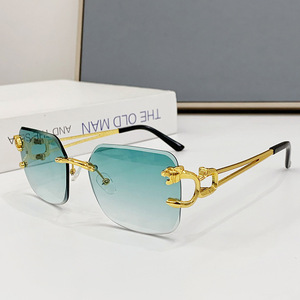 Frameless Chamfered Sunglasses Metal Frame UV400 Unisex High End <b>Eyewear</b> For Women - Product Image 4