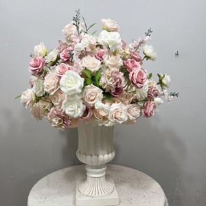 Centro de mesa de rosas artificiales realistas en rojo, <span class=keywords><strong>rosa</strong></span> y <span class=keywords><strong>naranja</strong></span>, personalizado de fábrica, para decoración de eventos de boda. - Product Image 6