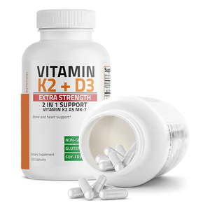 Capsules de vitamine D3 K2 en gélules molles 5000 UI, extra-fortes, pour le soutien des os et du cœur, sans gluten, sans soja - Product Image 1