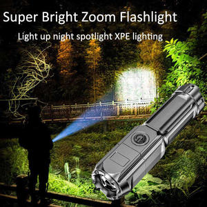 Суперъяркий Мощный водонепроницаемый USB Перезаряжаемый фонарик с 4 режимами, светодиодный уличный тактический фонарик с мини-зумом для кемпинга - Product Image 2