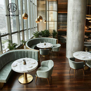 Canapé <span class=keywords><strong>moderne</strong></span> en velours courbé avec <span class=keywords><strong>table</strong></span> et chaises en marbre rond pour café, restaurant et espace de restauration - Product Image 6